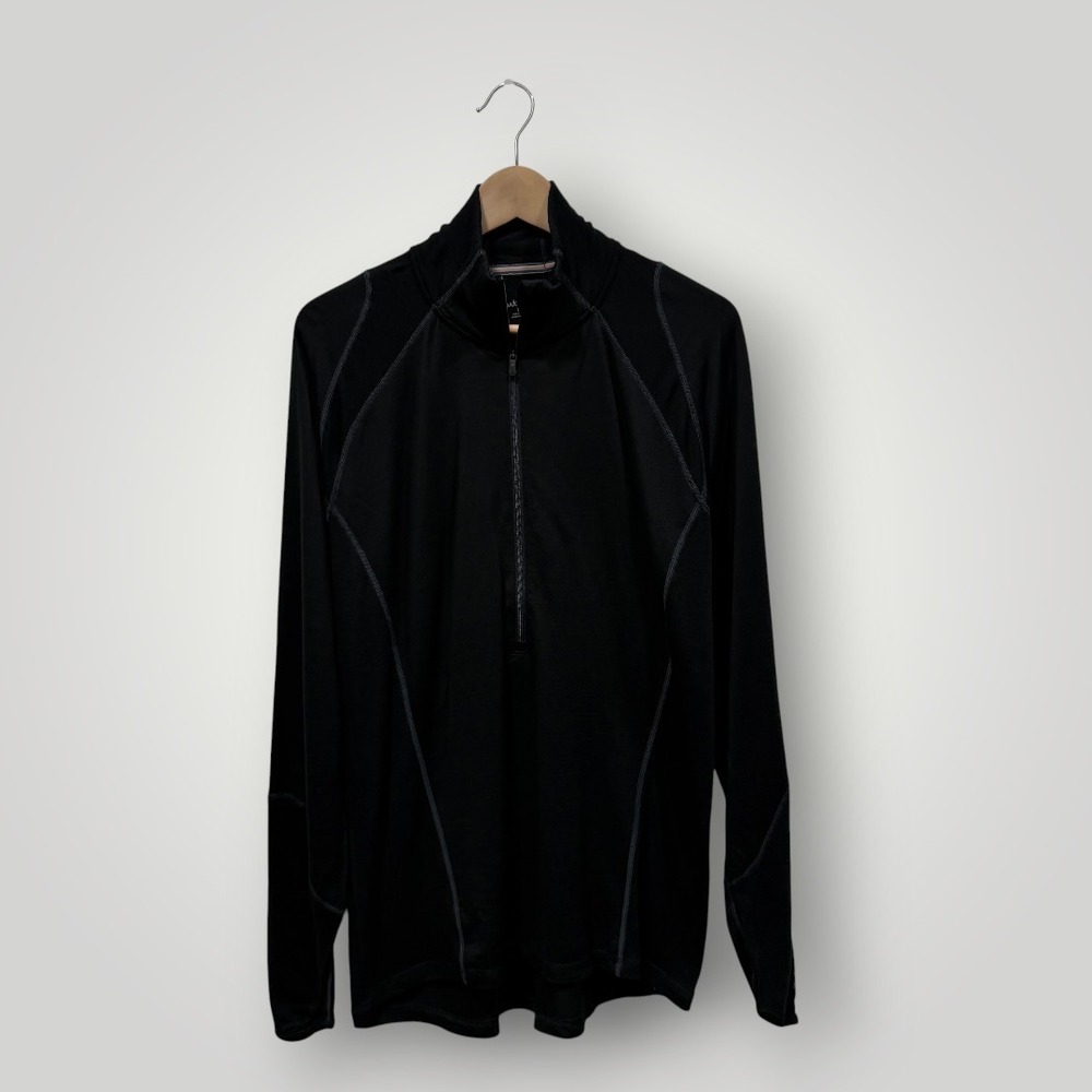 Smartwool Womens Black 100% Merino Wool 1/4 Zip Base Layer Top SL629 Size L